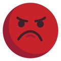 Angry red emoticon unhappy illustration color vector