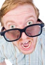 Angry Red Headed Geek with Thick Rimmed Glasses Royalty Free Stock Photo