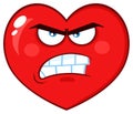 Angry Red Heart Cartoon Emoji Face Character With Grumpy Expression. Royalty Free Stock Photo