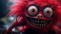Close-up Photo Of A Red Monster Doll With Big Eyes