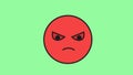 An angry red smiley looks up and glares