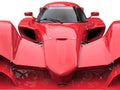 Angry red super race car - front view extreme closeup shot Royalty Free Stock Photo