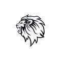 Angry Roaring Black and White Lion Head, Vector Logo Design, Illustration Royalty Free Stock Photo