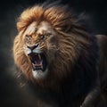 Angry Roaring Lion. AI generated Illustration