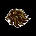 Angry Roaring Lion Head Black Background Vector Logo Design, Illustration Royalty Free Stock Photo