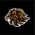 Angry Roaring Lion Head Black Background Vector Logo Design, Illustration