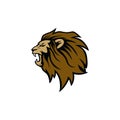 Angry Roaring Lion Head, Wildlife, Vector Logo Design, Illustration Royalty Free Stock Photo