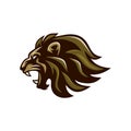 Angry Roaring Lion Head, Wildlife, Vector Logo Design, Illustration Royalty Free Stock Photo