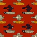Angry robot tank seamless pattern Royalty Free Stock Photo