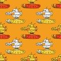 Angry robot tank seamless pattern Royalty Free Stock Photo