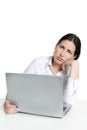 Angry sad bored woman laptop computer Royalty Free Stock Photo
