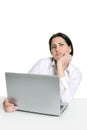 Angry sad bored woman laptop computer Royalty Free Stock Photo