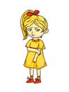 Angry sad mad moody cartoon child character. Negative kid emotion, bad behavior. Girl do not talk after quarrel