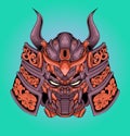 Angry samurai mecha head