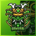 Samurai Oni mascot esport logo design illustrations vector template, Devil Ninja Mask logo for team game streamer youtuber banner