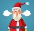 Angry Santa Claus Feeling Enraged Vector Cartoon Illustration
