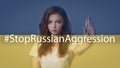 Ukrainian Teen Girl Gesturing Stop Asking To Stop Russian Aggression Royalty Free Stock Photo