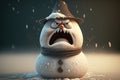 Angry and scary snowman, illustration generated by AI