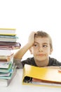 Angry schoolboy with learning difficulties. Royalty Free Stock Photo