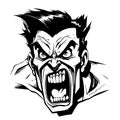 Angry screaming man head, open mouth, Cartoon style