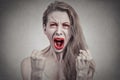 Angry screaming woman hysterical having breakdown Royalty Free Stock Photo