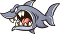 Angry gray shark with big open mouth