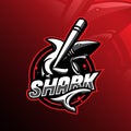 Angry shark mascot logo design vector with modern illustration concept style for badge, emblem and tshirt printing. angry shark Royalty Free Stock Photo