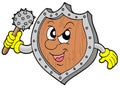Angry shield warrior Royalty Free Stock Photo