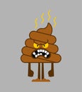 Angry shit cartoon. Bad poop. Vector illustration Royalty Free Stock Photo