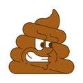 Angry shit. Evil turd isolated. Vector illustration