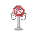 Angry sign stop with the mascot shape