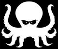 Angry Silhouettes Of Octopus Cartoon Mascot Character