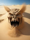 Angry skull made of desert sand