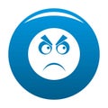 Angry smile icon blue