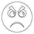 Angry smile icon thin line