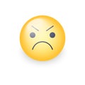Angry smiley emoji face. Annoyed cute cartoon vector emoticon. Royalty Free Stock Photo