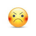 Angry smiley emoji face. Annoyed cute cartoon vector emoticon.