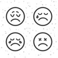 Angry Smiley icons. Crying and unhappy emoticons symbols