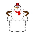 Angry snowman. Evil Santa Claus helper. ruffian New Year. Christmas Vector illustration