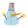 Angry snowman. Vector character.