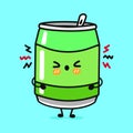 Angry Soda character. Vector hand drawn cartoon kawaii character illustration icon. Isolated on blue background. Sad