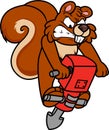 Angry squirrel with jackhammer vector cartoon Royalty Free Stock Photo