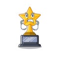 Angry star trophy isolated in the cartoon