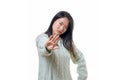 Angry stern young woman making a halt gesture Royalty Free Stock Photo