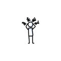 Angry stick figure vector illustration. Hand drawn upset outburst. Furious cartoon character bujo clipart