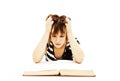 Angry student girl with learning difficulties Royalty Free Stock Photo