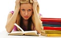 Angry student girl with learning difficulties Royalty Free Stock Photo