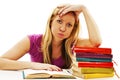 Angry student girl with learning difficulties Royalty Free Stock Photo