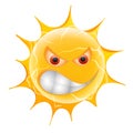 Evil Summer Sun Emoticon. Angry Sun Emoji.