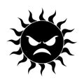 Angry Sun Illustration, Isolated on White Background Royalty Free Stock Photo